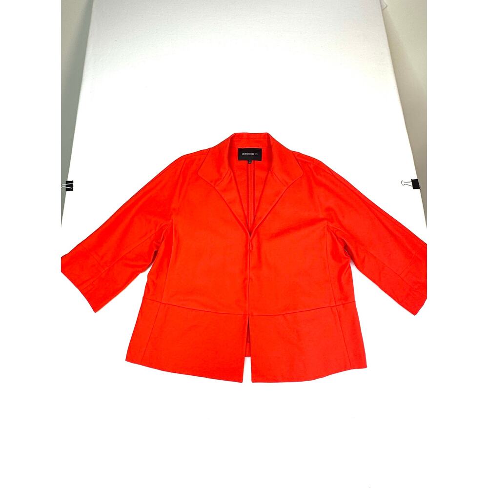 Lafayette 148 New York Coral Open Front Jacket Blazer Size 12 Career Chic